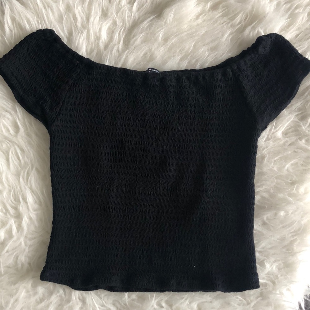 Brandy Melville Black Off Shoulder Crop Top